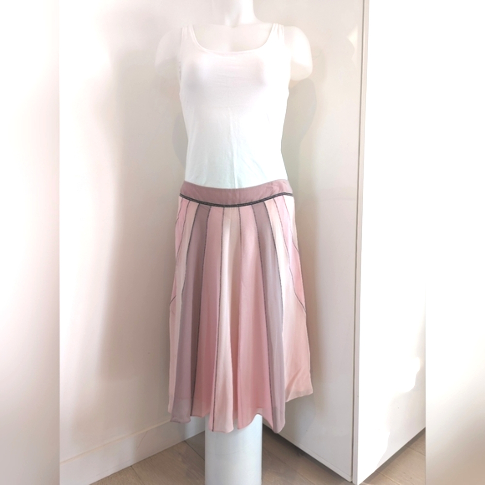 BCBG MAXAZRIA Multi-Panel Pink Silk Skirt; Size 12